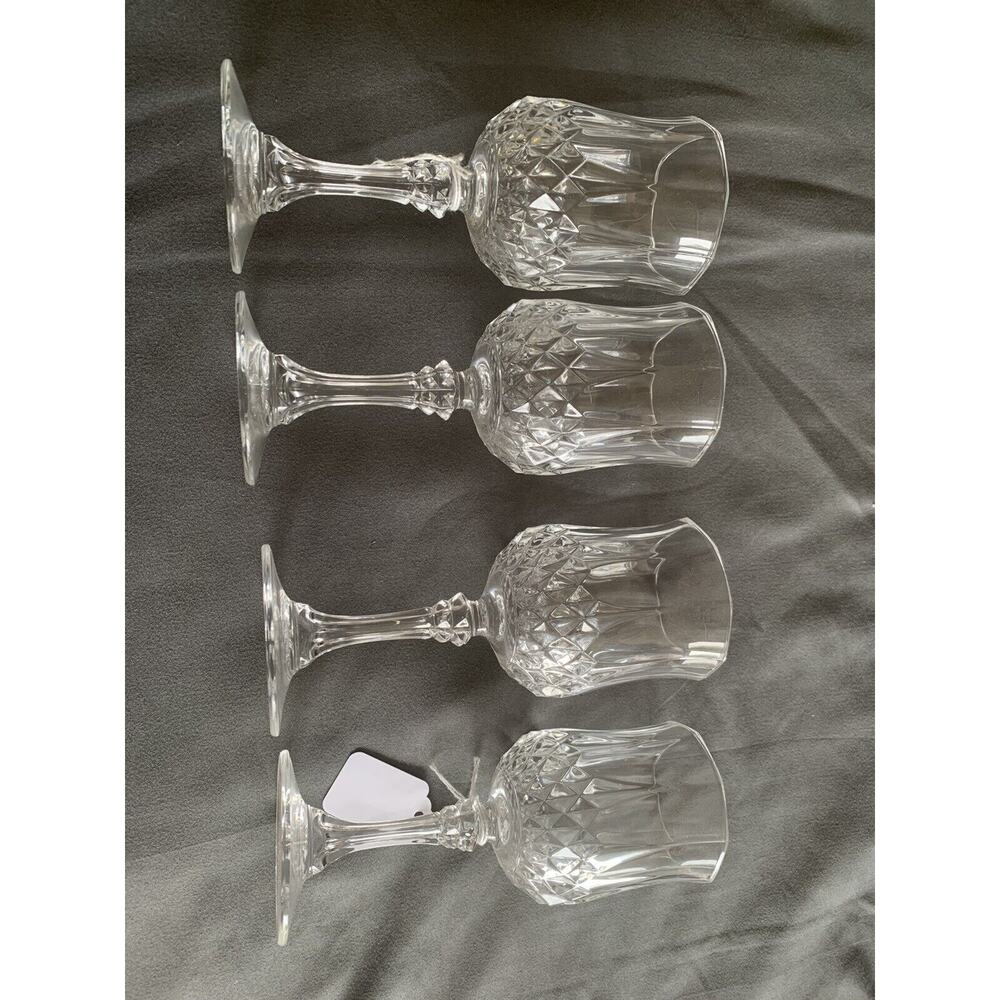 Set of 4 Cristal d'Arques Longchamp 7.5 oz Wine Glasses 24% Garanti Lead Crystal